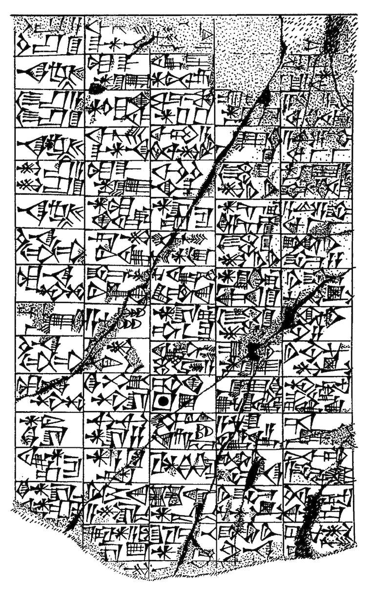 Cuneiform text on the Barton Cylinder.